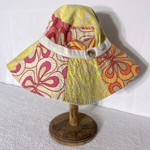 Vintage 90s GAP Multicolor Multi Floral Floppy Cotton Bucket Hat Sun Hat